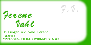 ferenc vahl business card